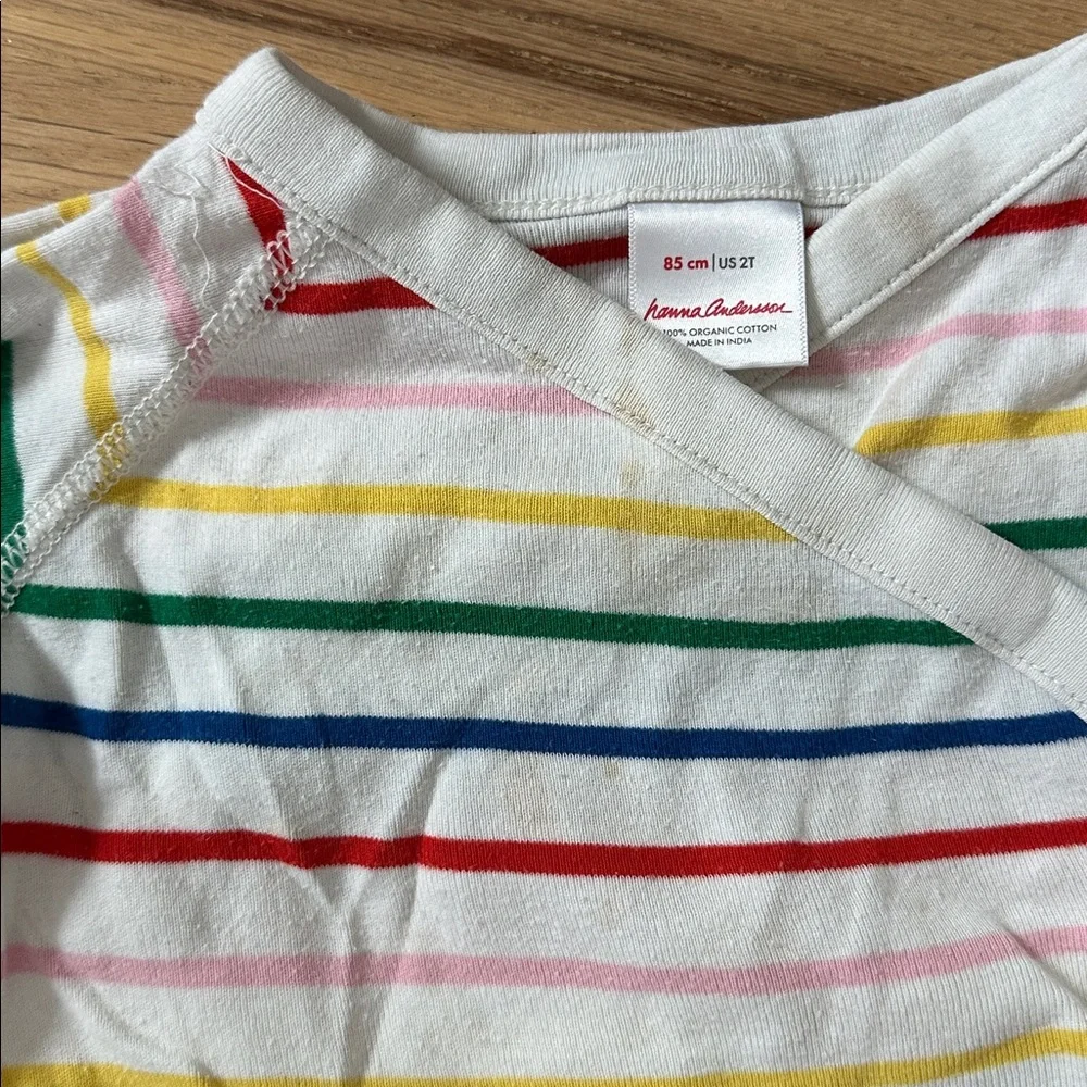 Hanna Andersson striped onesie and blue shorts set size 85cm/ 2T